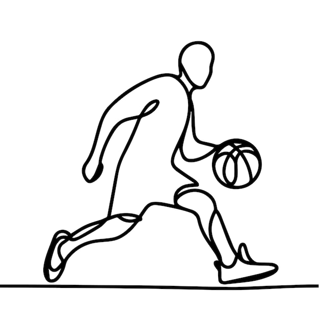 vector de personas jugando al baloncesto en estilo de línea continua