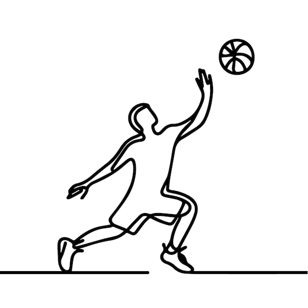 vector de personas jugando al baloncesto en estilo de línea continua