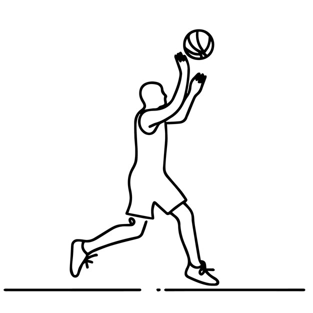 vector de personas jugando al baloncesto en estilo de línea continua
