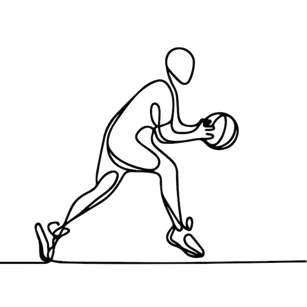 vector de personas jugando al baloncesto en estilo de línea continua