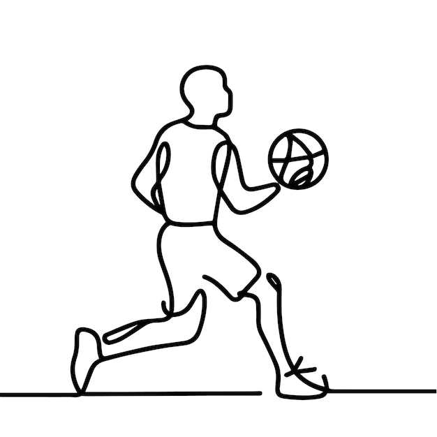vector de personas jugando al baloncesto en estilo de línea continua
