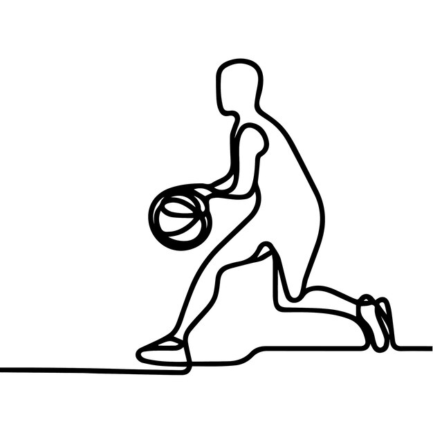 vector de personas jugando al baloncesto en estilo de línea continua