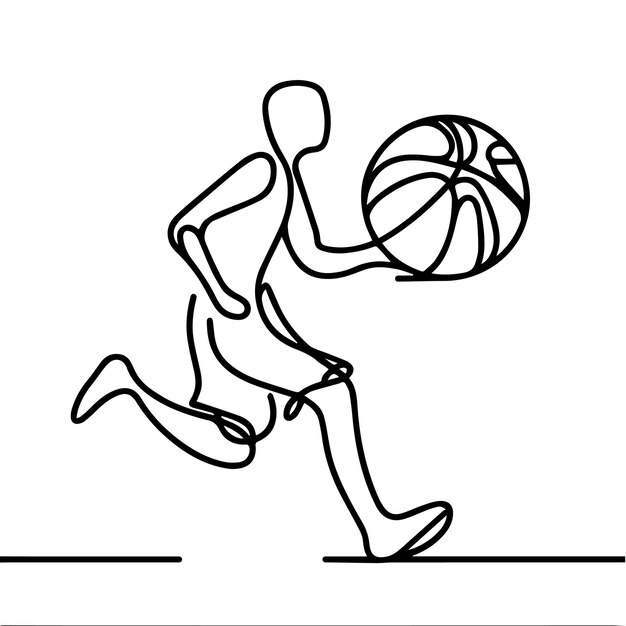 vector de personas jugando al baloncesto en estilo de línea continua