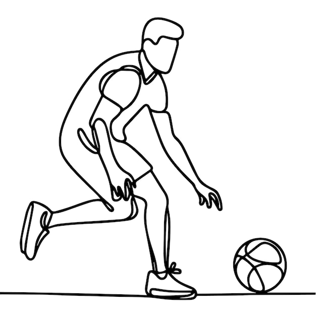 vector de personas jugando al baloncesto en estilo de línea continua