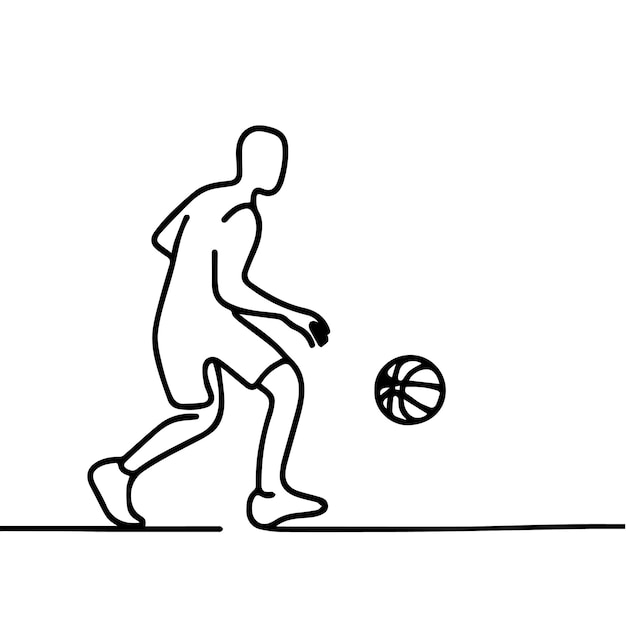 vector de personas jugando al baloncesto en estilo de línea continua
