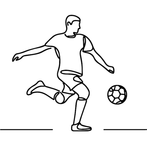 vector de personas jugando al fútbol en estilo de línea continua