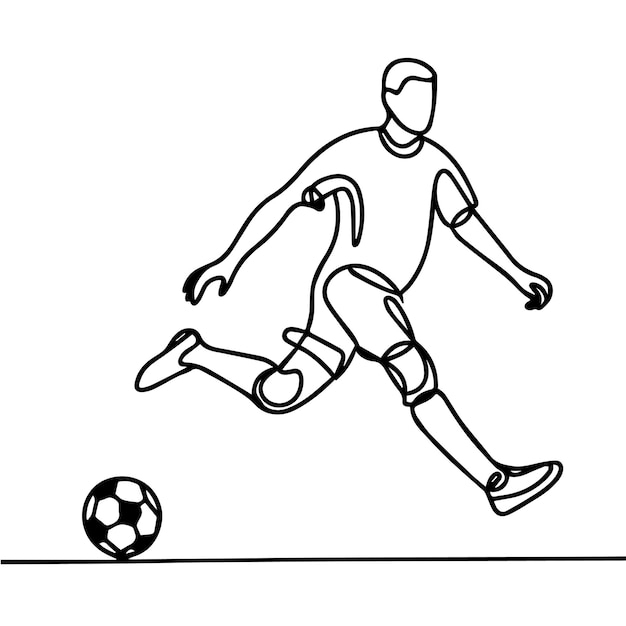 vector de personas jugando al fútbol en estilo de línea continua
