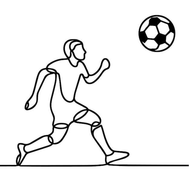 vector de personas jugando al fútbol en estilo de línea continua