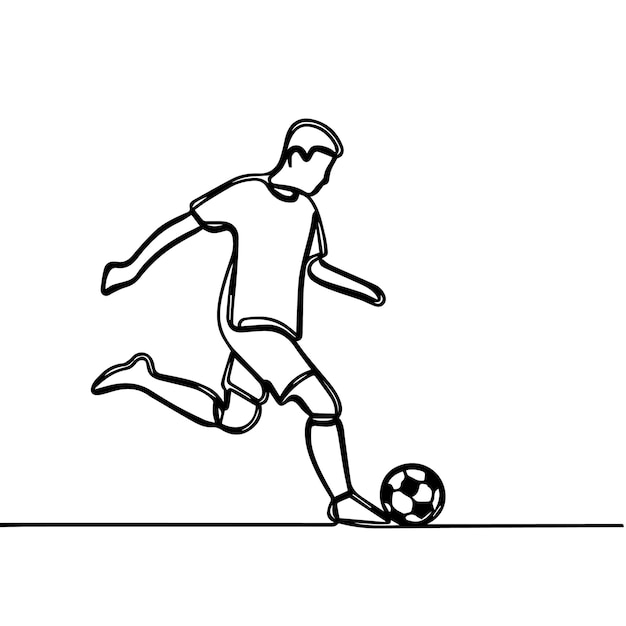 vector de personas jugando al fútbol en estilo de línea continua