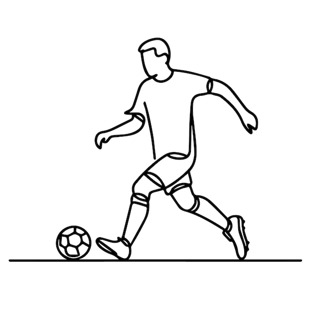 vector de personas jugando al fútbol en estilo de línea continua