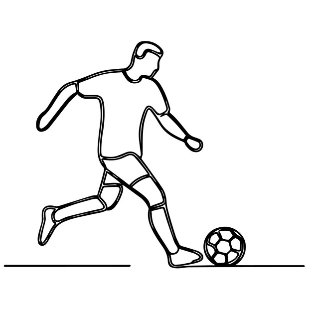 vector de personas jugando al fútbol en estilo de línea continua