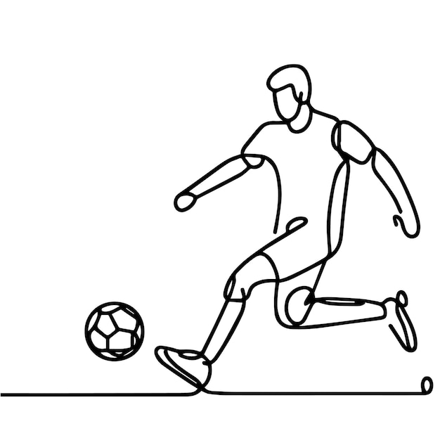 vector de personas jugando al fútbol en estilo de línea continua