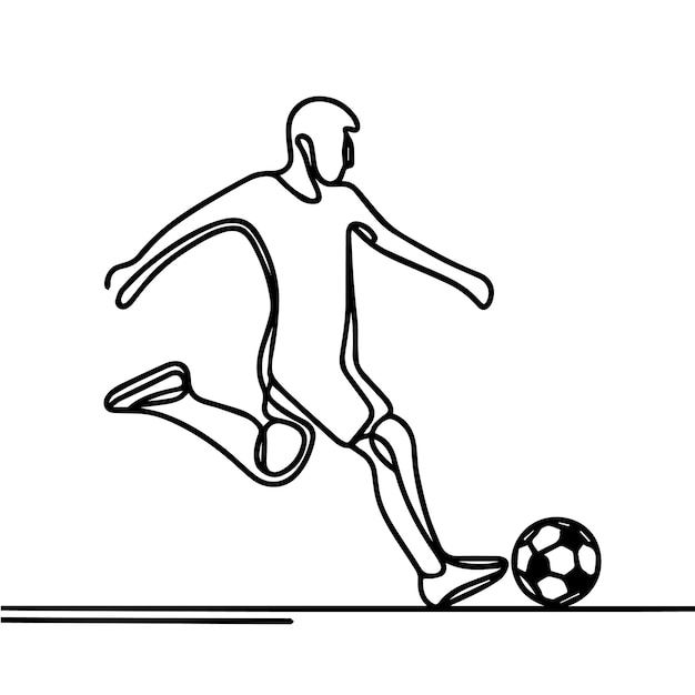 vector de personas jugando al fútbol en estilo de línea continua