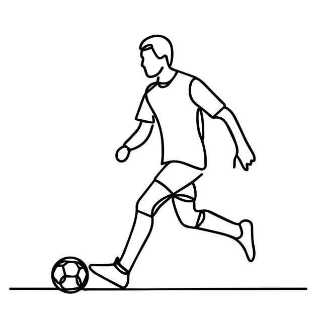 vector de personas jugando al fútbol en estilo de línea continua
