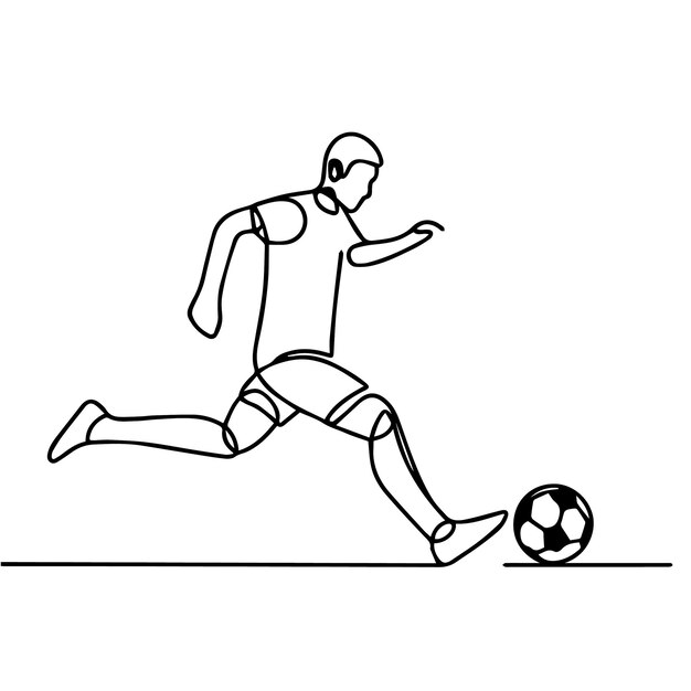 vector de personas jugando al fútbol en estilo de línea continua
