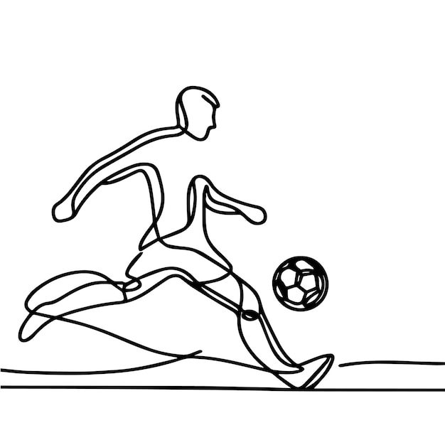 vector de personas jugando al fútbol en estilo de línea continua