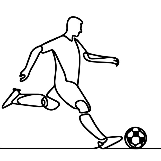 vector de personas jugando al fútbol en estilo de línea continua