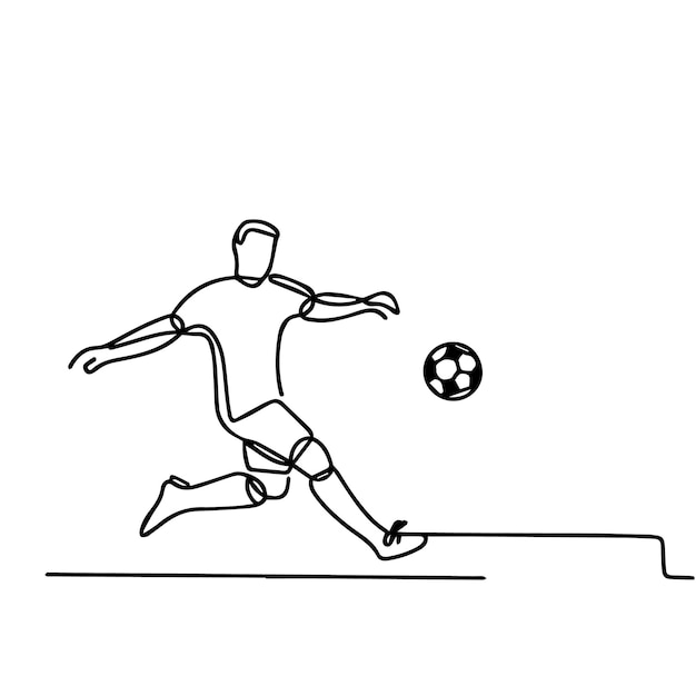 vector de personas jugando al fútbol en estilo de línea continua