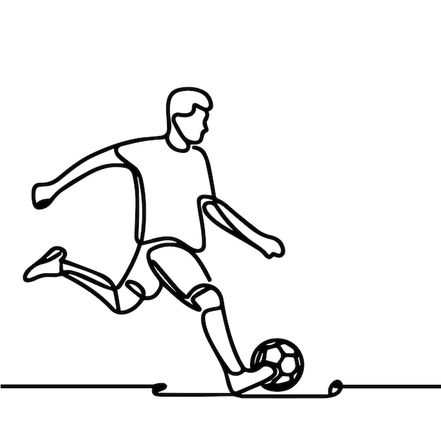 vector de personas jugando al fútbol en estilo de línea continua