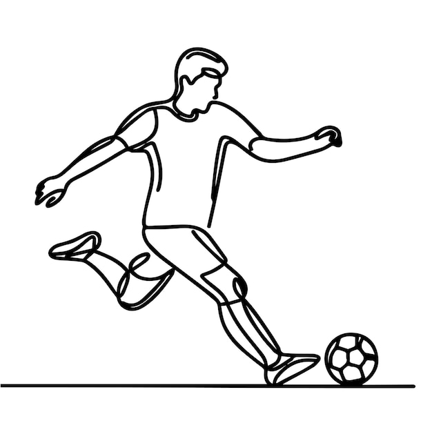 vector de personas jugando al fútbol en estilo de línea continua