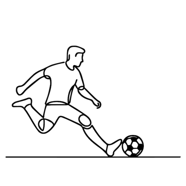 vector de personas jugando al fútbol en estilo de línea continua