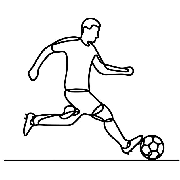 vector de personas jugando al fútbol en estilo de línea continua