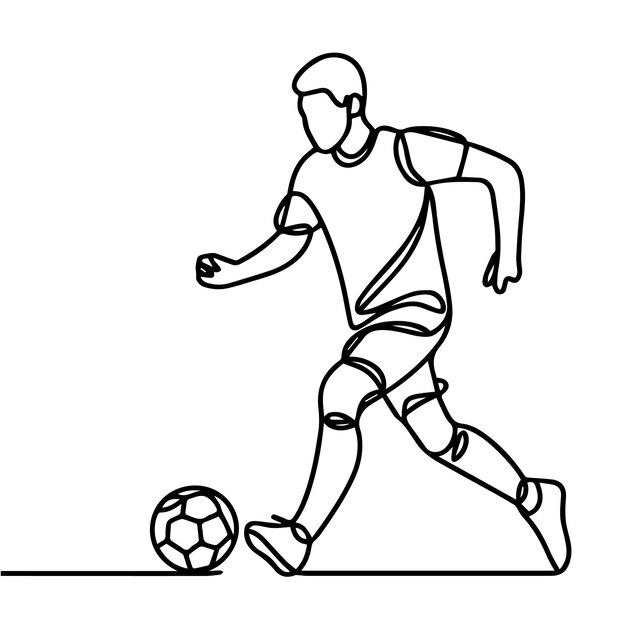 vector de personas jugando al fútbol en estilo de línea continua