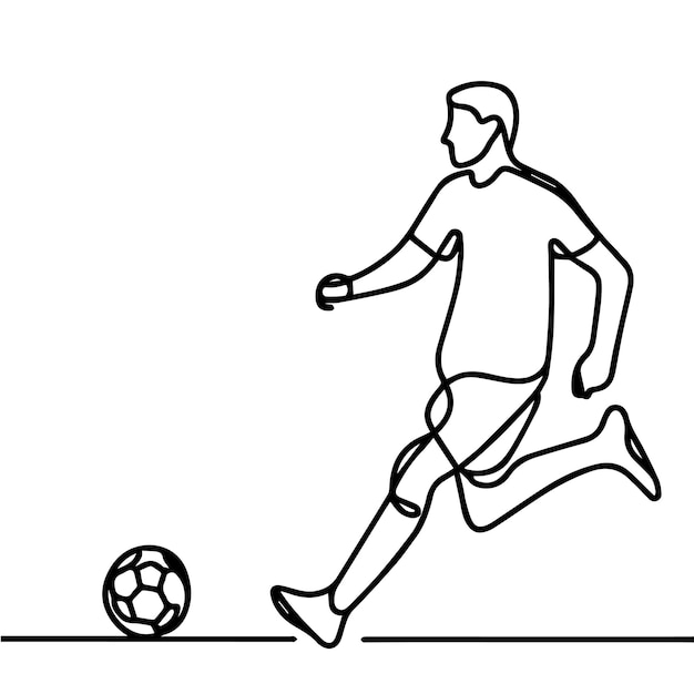 vector de personas jugando al fútbol en estilo de línea continua