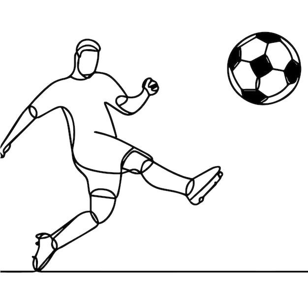 vector de personas jugando al fútbol en estilo de línea continua