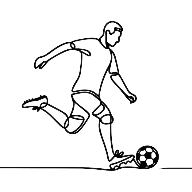 vector de personas jugando al fútbol en estilo de línea continua