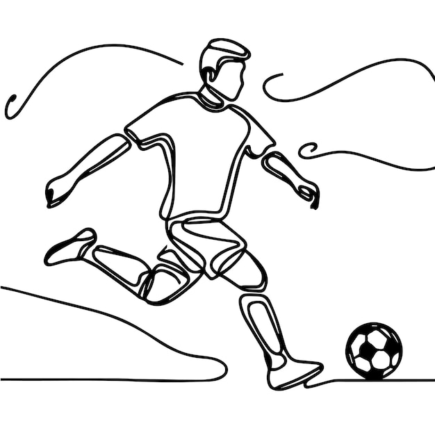 vector de personas jugando al fútbol en estilo de línea continua