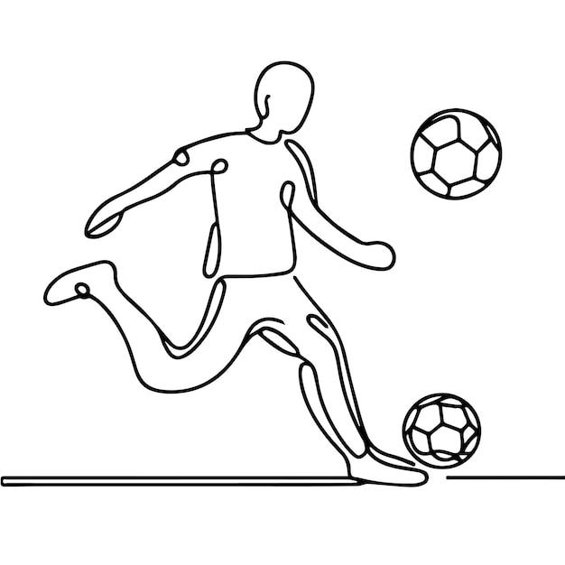 vector de personas jugando al fútbol en estilo de línea continua
