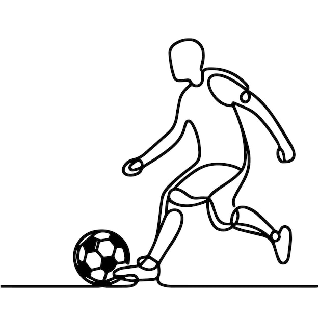 vector de personas jugando al fútbol en estilo de línea continua