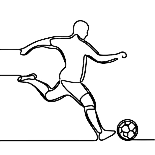 vector de personas jugando al fútbol en estilo de línea continua