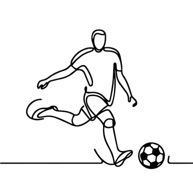 vector de personas jugando al fútbol en estilo de línea continua