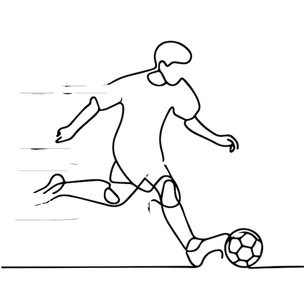 vector de personas jugando al fútbol en estilo de línea continua