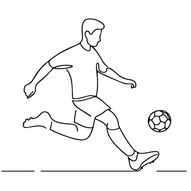 vector de personas jugando al fútbol en estilo de línea continua
