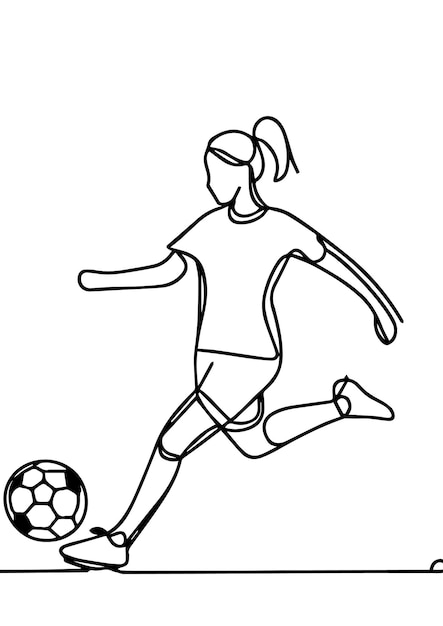 vector de personas jugando al fútbol en estilo de línea continua