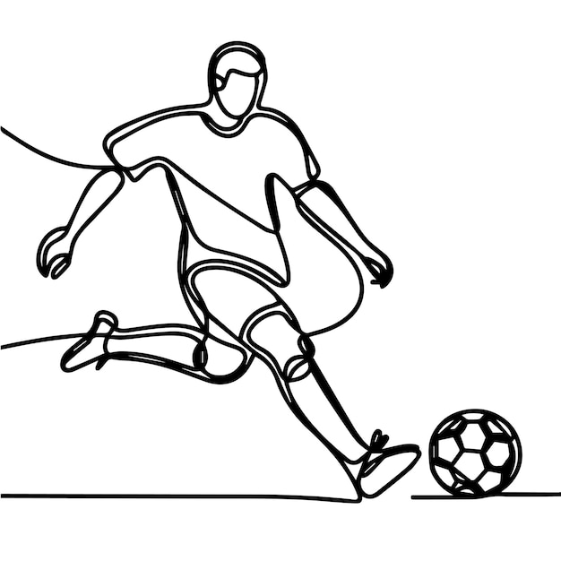 vector de personas jugando al fútbol en estilo de línea continua
