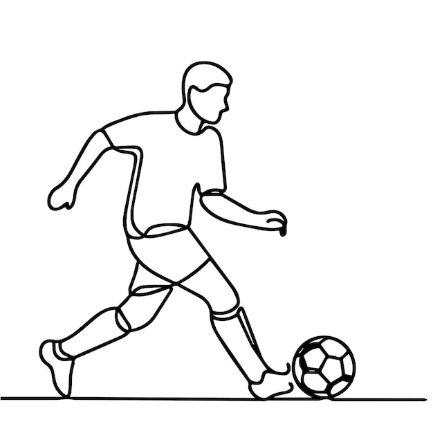 vector de personas jugando al fútbol en estilo de línea continua