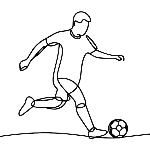 vector de personas jugando al fútbol en estilo de línea continua