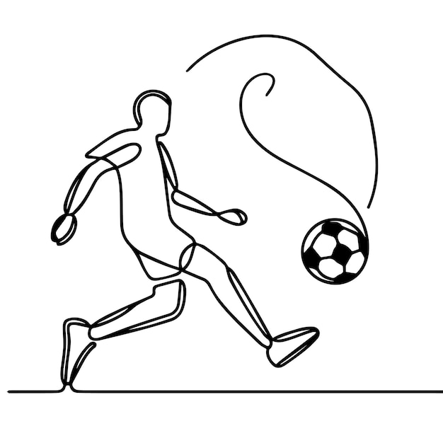 vector de personas jugando al fútbol en estilo de línea continua