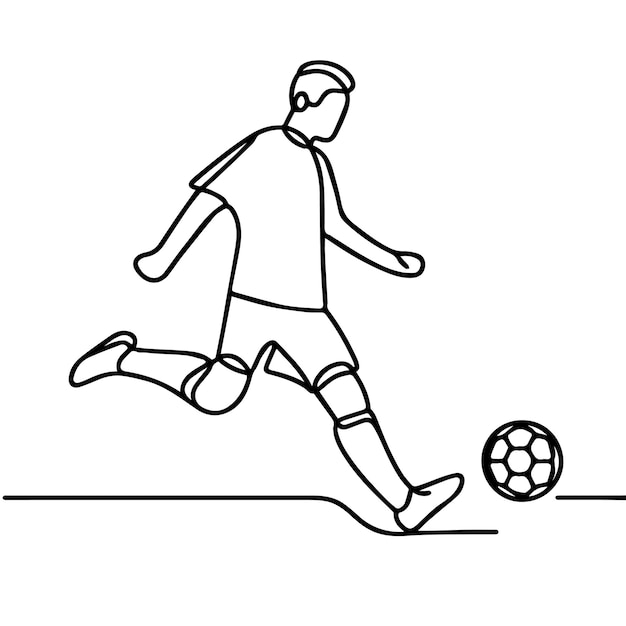 vector de personas jugando al fútbol en estilo de línea continua