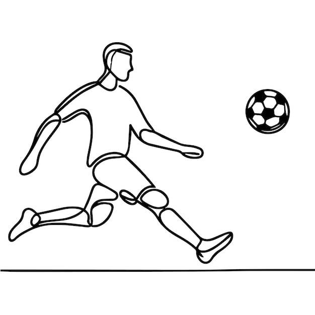 vector de personas jugando al fútbol en estilo de línea continua