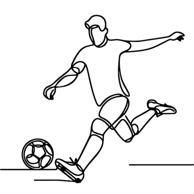 vector de personas jugando al fútbol en estilo de línea continua