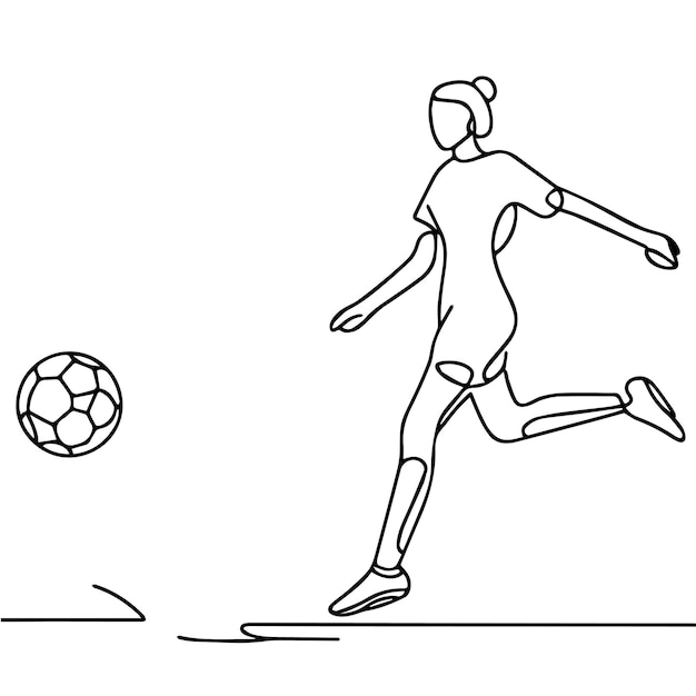 vector de personas jugando al fútbol en estilo de línea continua