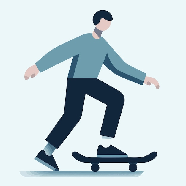 Vector vector de personas jugando a patinaje con estilo de diseño plano