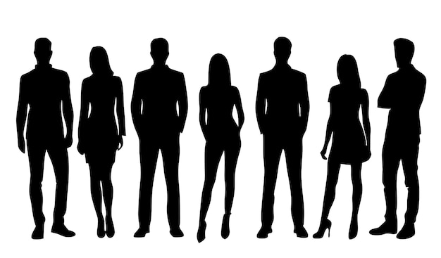 Vector de personas de negocios silueta de hombre y mujer