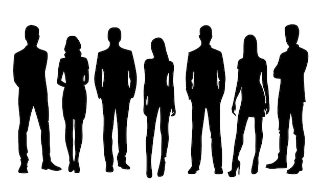 Vector de personas de negocios silueta de hombre y mujer