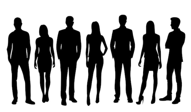 Vector de personas de negocios silueta de hombre y mujer